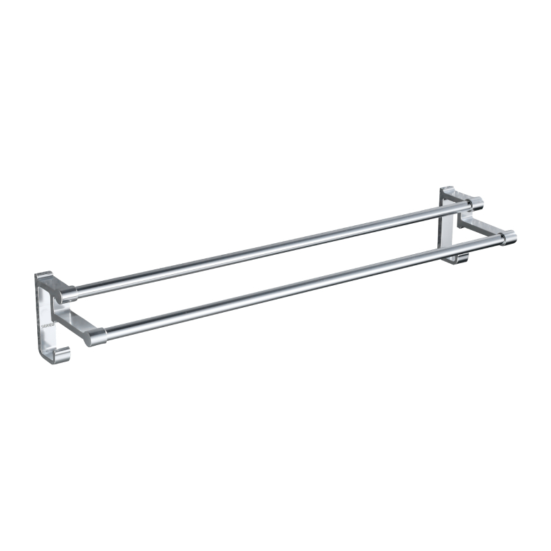 Wall-Mounted Double Towel Bar with Hooks