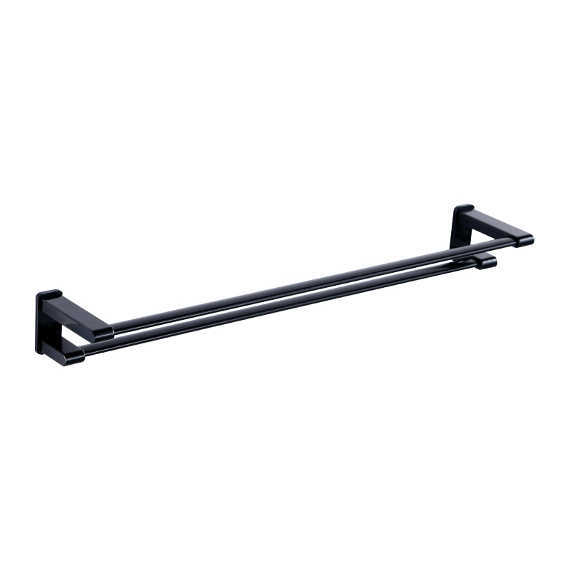 Ceramic Black Double Wall Mounted Towel Bar