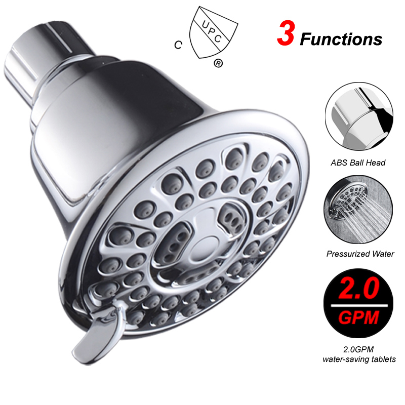 3 Functions Chrome Fixed Small Shower Head